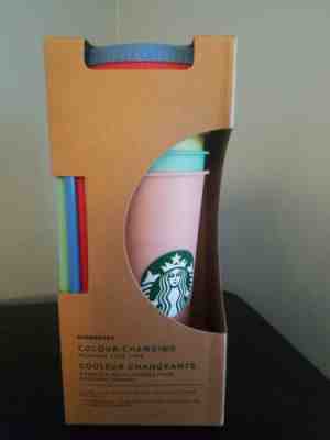 NEW Starbucks 2019 Color Changing Reusable Cold Cup Tumblers 5 Cups Venti 24oz  - Sold on eBay May, 31st 2019 for $58.00
