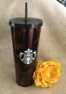Starbucks Tortoise Shell Acrylic Cold Cup Tumbler Venti 24 oz - Sold on eBay May, 31st 2019 for $34.50