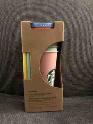 Starbucks Color Changing Reusable Cold Cup Collection Pack of 5 Lids Straws 24oz - Sold on eBay May, 30th 2019 for $56.75