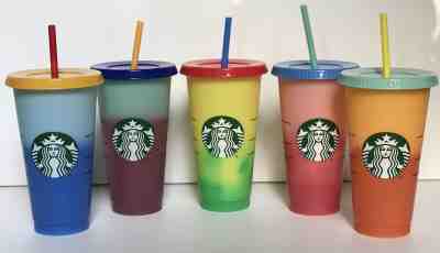 ???? Starbucks Color Changing Reusable Cups Collection 5 Pack 24oz SOLD OUT RARE - Sold on eBay May, 30th 2019 for $46.00