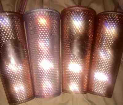 Starbucks Pink Rose Gold Rainbow Iridescent Hologram Tumbler cold Cup 24 Oz - Sold on eBay May, 30th 2019 for $40.00