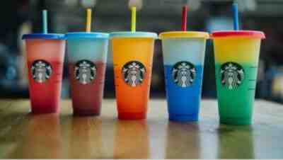 NEW STARBUCKS 2019 COLOR-CHANGING REUSABLE COLD CUPS STRAWS SET OF 5 - Sold on eBay Jun, 3rd 2019 for $60.00
