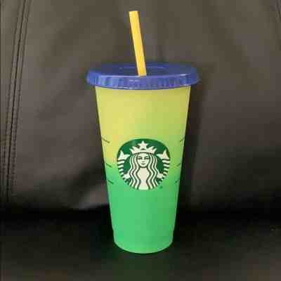 Starbucks Reusable Venti Cold Cup Color Changing - Citron to Emerald - Brand new - Sold on eBay Jun, 3rd 2019 for $16.50