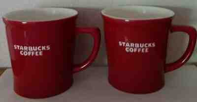 Starbucks 2009 Red 16 oz Mugs w/Raised Branding, set of 2, MINT, NEW - Sold on eBay Jun, 3rd 2019 for $30.00