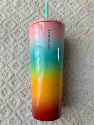 Starbucks Stainless Steel Pride Rainbow Cold Cup Tumbler Venti 24oz Summer 2019 - Sold on eBay Jun, 3rd 2019 for $39.95