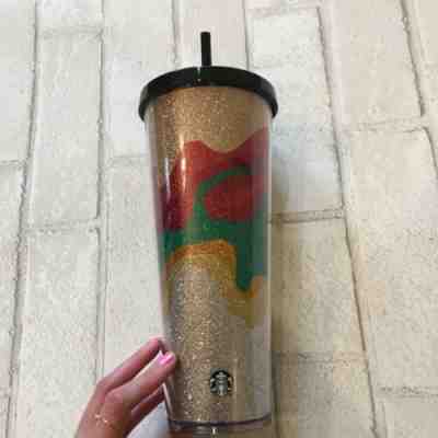 New Starbucks 2018 Holiday Venti Tumbler Cup 24 Oz Marbled Flow Glitter Sparkle - Sold on eBay Jun, 3rd 2019 for $22.99