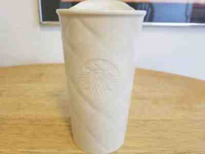 Starbucks 2012 White Ceramic Quilted Tumbler With Lid, 12 oz. Nice  - Sold on eBay Jun, 3rd 2019 for $15.21