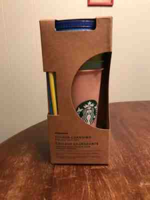 STARBUCKS COLOR CHANGING Reusable 5 Cold Cups Whole Set w Lids Straws NEW 24 Oz - Sold on eBay Jun, 3rd 2019 for $60.00