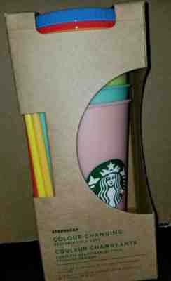 New Starbucks Color Changing Cups 5 in the pack with straws  - Sold on eBay Jun, 3rd 2019 for $50.00