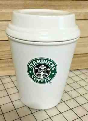Starbucks coffee canister ceramic cookie jar cup 12 oz mermaid logo 2010 lid  - Sold on eBay Jun, 3rd 2019 for $25.99