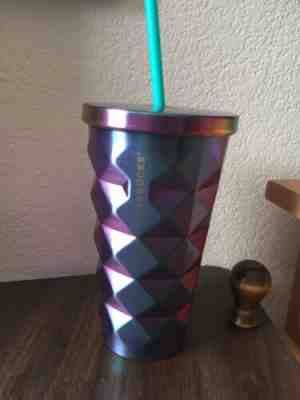Rare Steel Starbucks Cup Studded Blue Purple Iridescent Rainbow Unicorn 16 Oz - Sold on eBay Jun, 3rd 2019 for $50.00
