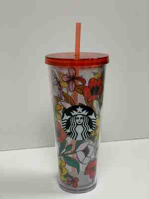 NEW! Starbucks Rose Poppy Flowers Double Wall Tumbler Reusable Cold Drink 24oz - Sold on eBay Jun, 3rd 2019 for $24.99