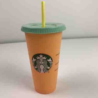 Starbucks Color Changing 1 Single Cold Cup 24oz Apricot Orange Venti Tumbler HTF - Sold on eBay Jun, 2nd 2019 for $22.99