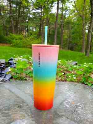Starbucks Rainbow Pride Cold Cup Stainless Steel Tumbler Venti 24oz Summer 2019 - Sold on eBay Jun, 2nd 2019 for $35.99