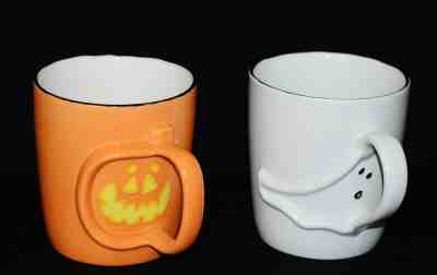 Starbucks 2003 Set Of 2 Halloween Mugs 3D Pumpkin Jack-O-Lantern & 3D Ghost . - Sold on eBay Jun, 2nd 2019 for $39.99