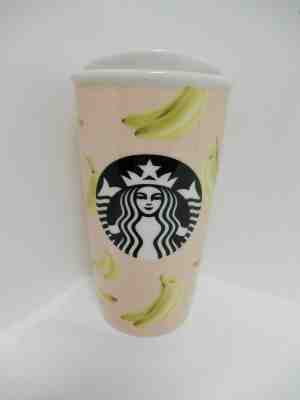 STARBUCKS 2015 Bananas Pink Travel Coffee Mug Tea Cup 12 oz w Lid Mermaid Siren  - Sold on eBay Jun, 2nd 2019 for $18.75