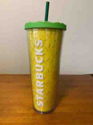 NEW Starbucks Pineapple Venti 24 Oz Tumbler w/ Lid & Straw Travel Cold Cup 2014  - Sold on eBay Jun, 1st 2019 for $25.00
