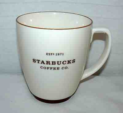 STARBUCKS 2006 18 OZ ABBEY BROWN TRIM EST 1971 COFFEE MUG CUP - Sold on eBay Jun, 1st 2019 for $17.49