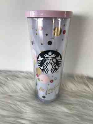 Starbucks BE JOYFUL Pink Polka Dot Cold Cup Venti Tumbler 24 fl oz - Sold on eBay Jun, 5th 2019 for $15.00