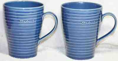 TWO Starbucks Dark Blue Ribbed Coffee Mugs 2009 12 OZ by design house stockholm - Sold on eBay Jun, 3rd 2019 for $19.00