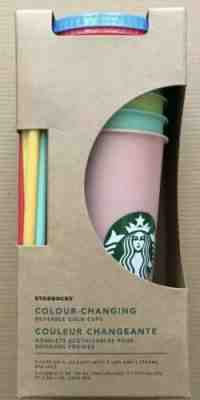 STARBUCKS Color Changing Reusable Cold Cups Set of 5 Cups, Lids  and Straws NIB - Sold on eBay Jun, 5th 2019 for $85.00