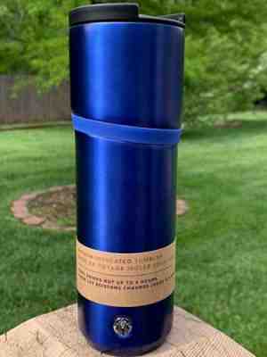 METALLIC BLUE STARBUCKS Vacuum Insulated Tumbler Flip Lid 16 oz 4 Hours Lasting - Sold on eBay Jun, 5th 2019 for $28.99