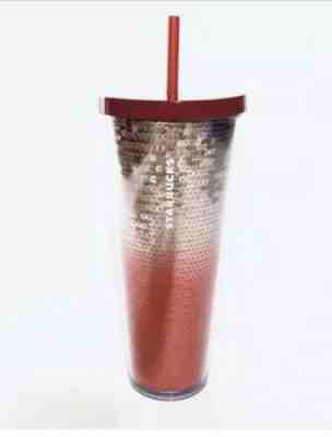 Starbucks Tumbler Red & Gold Sequin Ombré Summer Cold Cup W/Straw Drinks NEW - Sold on eBay Jun, 5th 2019 for $20.00