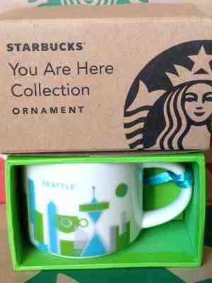 NEW Starbucks 2013 SEATTLE "You Are Here" YAH XMAS ORNAMENT 2 oz mini-mug - Sold on eBay Jun, 4th 2019 for $19.99