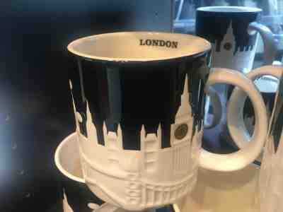 Starbucks London Relief Mug Black Big Ben Tower Bridge St Paul Cathedral England - Sold on eBay May, 25th 2019 for $49.99