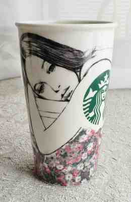 2013 Starbucks Travel Coffee Mug Charlotte Ronson Mermaid Girl Flowers No Lid - Sold on eBay May, 29th 2019 for $29.99