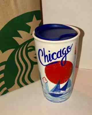 RARE Starbucks Chicago Ceramic Double Wall Traveler Tumbler 12 Ozs Cup New 2016 - Sold on eBay May, 8th 2019 for $43.20