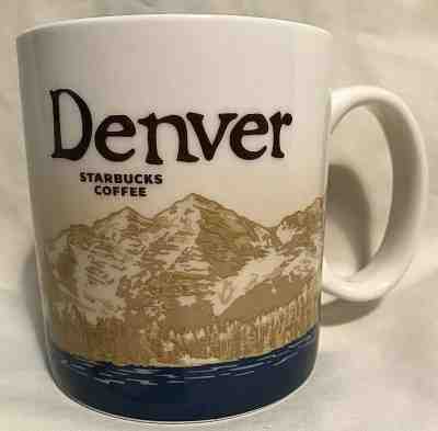 2011 Starbucks DENVER City Mountains Collector Series Coffee Mug Cup 16oz Blue - Sold on eBay May, 16th 2019 for $25.99