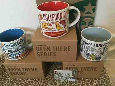 LOT OF 3 Starbucks Mugs: CALIFORNIA, L.A. & SAN FRANCISCO ,«BEEN THERE», 14oz. - Sold on eBay Mar, 27th 2019 for $75.00