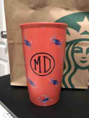 New Starbucks Maryland MD Blue Crab Ceramic Tumbler Travel Mug Orange  - Sold on eBay Mar, 19th 2019 for $35.00