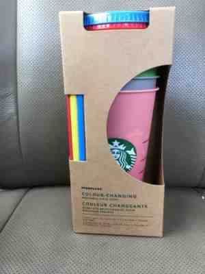 NEW! Starbucks Reusable COLOR CHANGING Cold Cup Collection 5 Pack Lid Straw 24oz - Sold on eBay Jun, 5th 2019 for $60.00