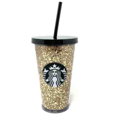 Starbucks 2018 Holiday Glitter Gold and Black Cold Cup Tumbler 16oz  - Sold on eBay Jun, 4th 2019 for $24.99