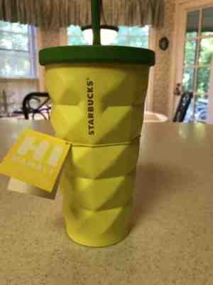 Starbucks Hawaii Pineapple Design Yellow Metal Cold Drink Tall Mug 16oz - Sold on eBay Jun, 4th 2019 for $30.00
