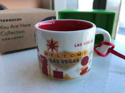 STARBUCKS COFFEE WELCOME TO LAS VEGAS YOU ARE HERE MINI MUG 2 0Z SHOT ORNAMENT - Sold on eBay May, 28th 2019 for $18.99