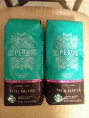 (2)1Lb Bags Of Starbucks Dark Roast Perú Junín Whole Bean Coffee Passport Series - Sold on eBay May, 28th 2019 for $25.00