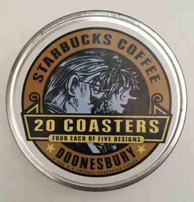 Vintage DOONESBURY Coaster Set Starbucks Cardboard Paper Tin 1999 - Sold on eBay May, 23rd 2019 for $30.00