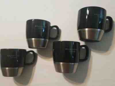 Set of 4 Starbucks 2007 Black Urban Ceramic Stainless Steel Coffee Mugs 10 oz  - Sold on eBay Jun, 4th 2019 for $49.99