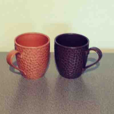 2007 Starbucks 1 Copper 1 Bronze Dimpled Textured Hammered 15 oz Coffee/Tea Mug - Sold on eBay May, 24th 2019 for $19.99