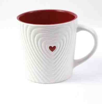 2008 Starbucks White w/Red Heart Valentine Coffee Large Mug Cup 16oz - Sold on eBay May, 24th 2019 for $24.50