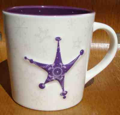 2006 Holiday Starbucks Coffee Mug 17 FL Oz Cup White Purple Interior Star Winter - Sold on eBay Jun, 5th 2019 for $15.19