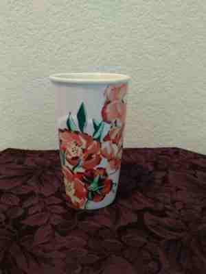 Starbucks 2015 Red Floral Double Wall Ceramic Traveler Tumbler Coffee Cup 10 oz  - Sold on eBay Jun, 4th 2019 for $19.99