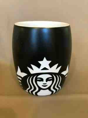 Starbucks Black Barrel Coffee Mug Cup with Etched Mermaid Logo Matte Black - Sold on eBay Jun, 4th 2019 for $17.99