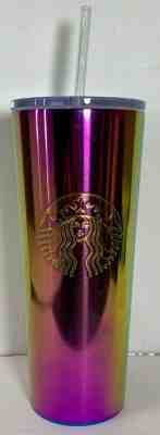 New Starbucks 2019 Summer Rainbow Iridescent Metallic Stainless Tumbler Cup 24oz - Sold on eBay Jun, 5th 2019 for $29.99