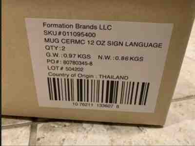 Starbucks ASL Deaf Sign Language 2 Mug With Tag N SKU Stricker - Sold on eBay Apr, 11th 2019 for $35.00
