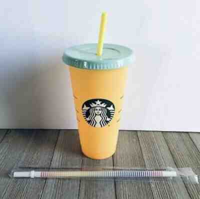Starbucks Color Changing Cup SINGLE CUP APRICOT to TANGERINE +Free Rainbow Straw - Sold on eBay Jun, 5th 2019 for $21.99