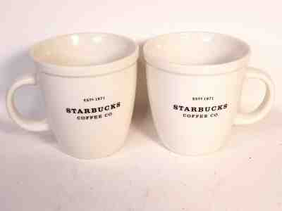 Set of Two 2001 Starbucks 1971 Large 18 oz Mugs Barista White Coffee Cups - Sold on eBay Apr, 24th 2019 for $22.00